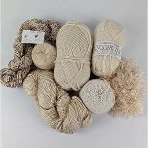 White Art Fiber Lot Bundle Specialty Yarn Thread Craft Knit Crochet Embroidery